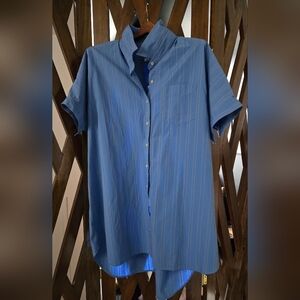 Aritzia Wilfred Free Blue Short-Sleeve Pinstripe Button-Down Collar Shirt Dress